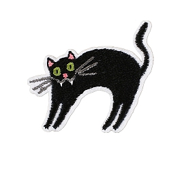 Cat Shape Halloween Computerized Embroidery Cloth Iron on Patches, Stick On Patch, Costume Accessories, Appliques, Cat Shape, 38x44mm