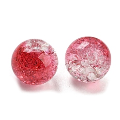 Red Transparent Spray Painting Crackle Glass Beads, Round, Red, 10mm, Hole: 1.6mm, 200pcs/bag