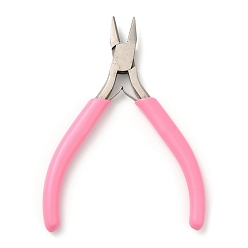 Pink Steel Jewelry Pliers,  Side Cutter Pliers, with Plastic Handle Covers, Ferronickel, Pink, 11x7.6x0.9cm