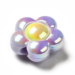 Средний Фиолетовый Двухцветное УФ-покрытие радужных переливающихся акриловых бусин, цветок, средне фиолетовый, 16x15x9 мм, отверстие : 2.5 мм