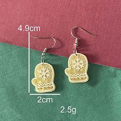 Другие Рождественские акриловые серьги-подвески, платина, перчатки, 49x20 мм