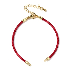 Малиновый 2мм витой круглый нейлоновый шнур для изготовления браслета, подходит для соединительных шармов, с латунными выводами и 303 застежками из лобстера из нержавеющей стали, реальный 18 k позолоченный, малиновый, 6.22 дюйм (15.8 см)
