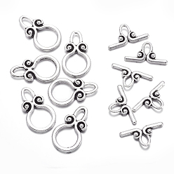 Antique Silver Ring Tibetan Style Alloy Toggle Clasps, Lead Free and Cadmium Free, Ring: 12x20mm, Bar: 18mm, Hole: 3mm, Antique Silver, Ring: 12x20mm, Bar: 18mm, Hole: 3mm