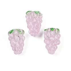 Бледно-Розовый Бусины лэмпворк , винограды, розовый жемчуг, 21~24x15~17 мм, отверстие : 1.8 мм
