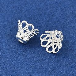 Серебро Железный шарик крышки, без свинца и без никеля , серебряные, 6x4.5 мм, отверстие : 1 мм, внутренний диаметр: 5 мм