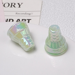 Light Green UV Plating Acrylic Beads, Ice Cream Cone, Light Green, 20.5x17.2mm, Hole: 3mm