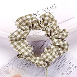 Green plaid Милые клетчатые резинки для волос с бантом для девочек, эластичные ленты для волос в школьном стиле