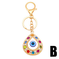 B Colored rhinestone devil's eye metal keychain pendant creative small gift bag pendant kca36