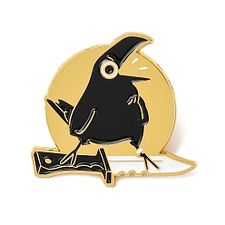 Черный Эмалированные значки с вороном и ножом, булавки для лацканов из сплава для одежды рюкзака, чёрные, 31x33 мм