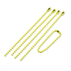 Yellow Spray Painted Iron Ball Chains, Tag Chains, Yellow, 100x2mm