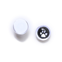 Paw Print Translucent Resin Cabochons, for Ghost Witch Baroque Pearl Making, Flat Round, Black, Paw Print, 8mm