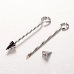 Platinum Brass Split Eye Pin, Arrow, Platinum, 52~59x6mm, Hole: 4mm, Pin: 1.5mm