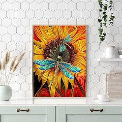 Yellow Sunflower with Dargonfly DIY Natural Scenery Pattern 5D Diamond Painting Kits, Yellow, 400x300mm
