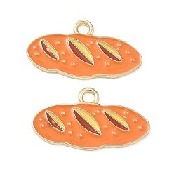Food Pendentifs en émail , charmes alimentaires, or, charmes de pain, 15x26x1mm, Trou: 2.5mm