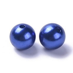 Royal Blue Imitation Pearl Acrylic Beads, Dyed, Round, Royal Blue, 10x9.5mm, Hole: 2.5mm, about 1070pcs/pound