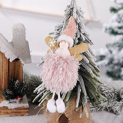 Pink Украшения подвески из ткани, для рождественских украшений, ангел в платье из перьев, розовые, 250x115 мм