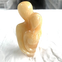 Calcite Natural Calcite Carved Healing Couple Figurines, Reiki Energy Stone Display Decorations, 40x30x80mm