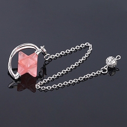 Стеклянный Камень Арбуза Арбузный камень стеклянные заостренные маятники для биолокации, с платиновой и латунной фурнитурой, звезда, 205 мм