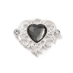 Gray Acrylic Pendants, with Silver Tone Alloy Rhinestone Finding, Heart Charm, Gray, 21.5x25x5mm, Hole: 2x2.5mm