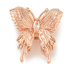 Розовое Золото Стойки обшивки латунь микро проложить кубического циркония бусы, долговечный, без свинца и без кадмия, бабочка, розовое золото , 23x22.5x9.5 мм, отверстие : 2.5 мм