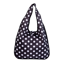 Polka Dot Foldable Oxford Cloth Grocery Bags, Reusable Waterproof Shopping Tote Bags, with Pouch and Bag Handle, Polka Dot, 60x37x12cm