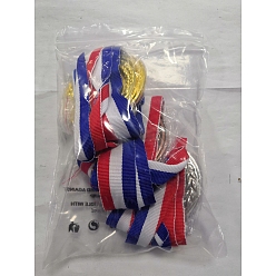 Mixed Color 6Pcs 3 Colors Zinc Alloy Medals, with Polyester Cord, Flat Round with Number 1 & 2 & 3, Mixed Color, 18.6 inch(47.4cm), 2pcs/color