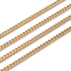 Real 18K Gold Plated Brass Curb Chains, Twisted Chains, Diamond Cut Chains, Soldered, Faceted, Long-Lasting Plated, with Spool, Real 18K Gold Plated, 2.9x2.1x1mm, about 32.8 Feet(10m)/roll