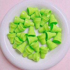 Зелено-Желтый Непрозрачные акриловые бусины, рожок мороженого, зеленый желтый, 20x17 мм, отверстие : 2 мм