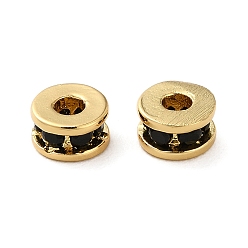 Черный Покрытие стойки латунное паве бусины из кубического циркония, реальный 18 k позолоченный, долговечный, без свинца и без кадмия, колонка, чёрные, 5x3 мм, отверстие : 1.8 мм