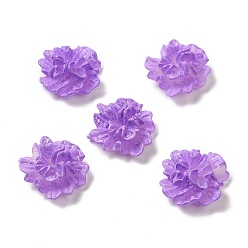 Dark Orchid Opaque Resin Cabochons, Flower, Dark Orchid, 23x24.5x11mm