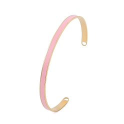 Pink 304 женские браслеты-манжеты из нержавеющей стали, с эмалью, ионное покрытие (ip), розовые, внутренний диаметр: 2-3/8x1-3/4 дюйм (5.95x4.6 см)