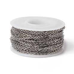 Stainless Steel Color 304 Stainless Steel Cable Chains, Soldered, with Spool, for Jewelry Making, Unwelded, Stainless Steel Color, 2.5x2x0.5mm, about 32.8 Feet(10m)/roll