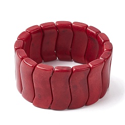 (123L) Белый крем непрозрачный блеск Эластичные браслеты из окрашенного синтетического бирюзового волнистого бисера, плитка браслет, огнеупорный кирпич, внутренний диаметр: 2-1/8 дюйм (5.35 см)