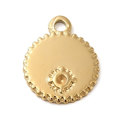 Real 14K Gold Plated 304 Stainless Steel Pendant Rhinestone Settings, Flat Round Charm, Real 14K Gold Plated, Fit for 1.2mm Rhinestone, 13x10x1.4mm, Hole: 1.1mm