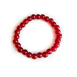 22 8mm Natural Glass Bead Bracelet with Elastic Cord for Women and Men