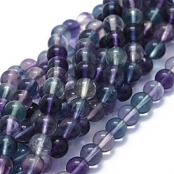 Fluorite Natural Fluorite Beads Strands, Round, 6mm, Hole: 0.8mm, about 66pcs/strand, 15.7 inch(40cm)