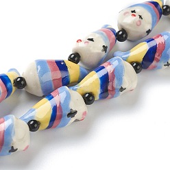 Colorful Handmade Porcelain Beads, Clown, Colorful, 26x14x12.5mm, Hole: 2.5mm, about 15pcs/strand, 13.39 inch(34cm)