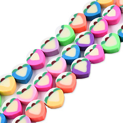 Colorful Handmade Polymer Clay Beads Strands, Peach, Colorful, 12x10x4~5mm, Hole: 1.6mm, about 40pcs/strand, 15.35 inch(39cm)