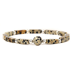 Dalmatian Jasper Natural Dalmatian Jasper  Stretch Bracelet, 7-1/8 inch(18cm)
