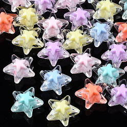 Mixed Color Transparent Acrylic Beads, Bead in Bead, Star, Mixed Color, 16x16.5x9.5mm, Hole: 2.5mm, about 550pcs/500g