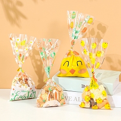Coq Sacs à biscuits en cellophane opp thème de pâques, bonbons sacs, pour les fournitures de cadeaux de fête, modèle de poule, 27x12.5 cm, 50 pièces / kit