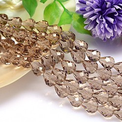 PapayaWhip Faceted Teardrop Imitation Austrian Crystal Bead Strands, Grade AAA, PapayaWhip, 12x10mm, Hole: 0.9~1mm, about 33pcs/strand, 15.7 inch
