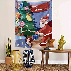 Cornflower Blue Christmas Theme Christmas Tree Pattern Polyester Wall Hanging Tapestry, for Bedroom Living Room Decoration, Rectangle, Cornflower Blue, 950x730mm