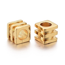 Golden Brass Spacer Beads, Long-lasting Plated, Grooved Cube, Golden, 3x3x3mm, Hole: 1.8mm