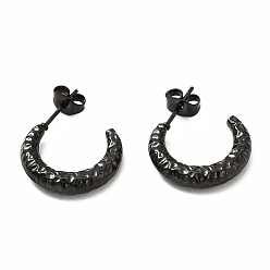Electrophoresis Black Ионное покрытие (ip) 304 серьги-гвоздики в виде полумесяца из нержавеющей стали, полукруглые серьги для женщин, электрофорез черный, 14x18x3.5 мм, штифты : 0.7 мм