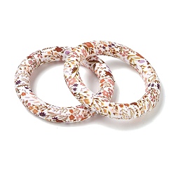 Farbig Silikonperlen mit Blumenmuster, Ring, Farbig, 65x10 mm, Innendurchmesser: 46 mm
