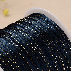 Prussian Blue Round Polyester Metallic Cord, Prussian Blue, 2mm, 100meter/roll