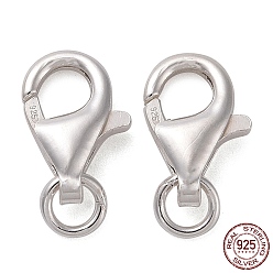 Silver 925 Sterling Silver Lobster Claw Clasps, with 925 Stamp, Silver, 13mm, Hole: 2mm