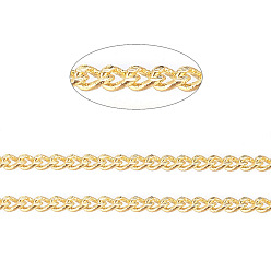 Matte Gold Color Brass Twisted Chains, Curb Chains, Diamond Cut, Soldered, Faceted, with Spool, Cadmium Free & Nickel Free & Lead Free, Matte Gold Color, 1.5x1x0.35mm, about 301.83 Feet(92m)/roll