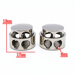 Platinum Alloy Cord Locks Clip Ends, Double Hole Drawstring Stopper Fastener Buttons Buttons, Platinum, 1.3x1.7cm, Hole: 5mm